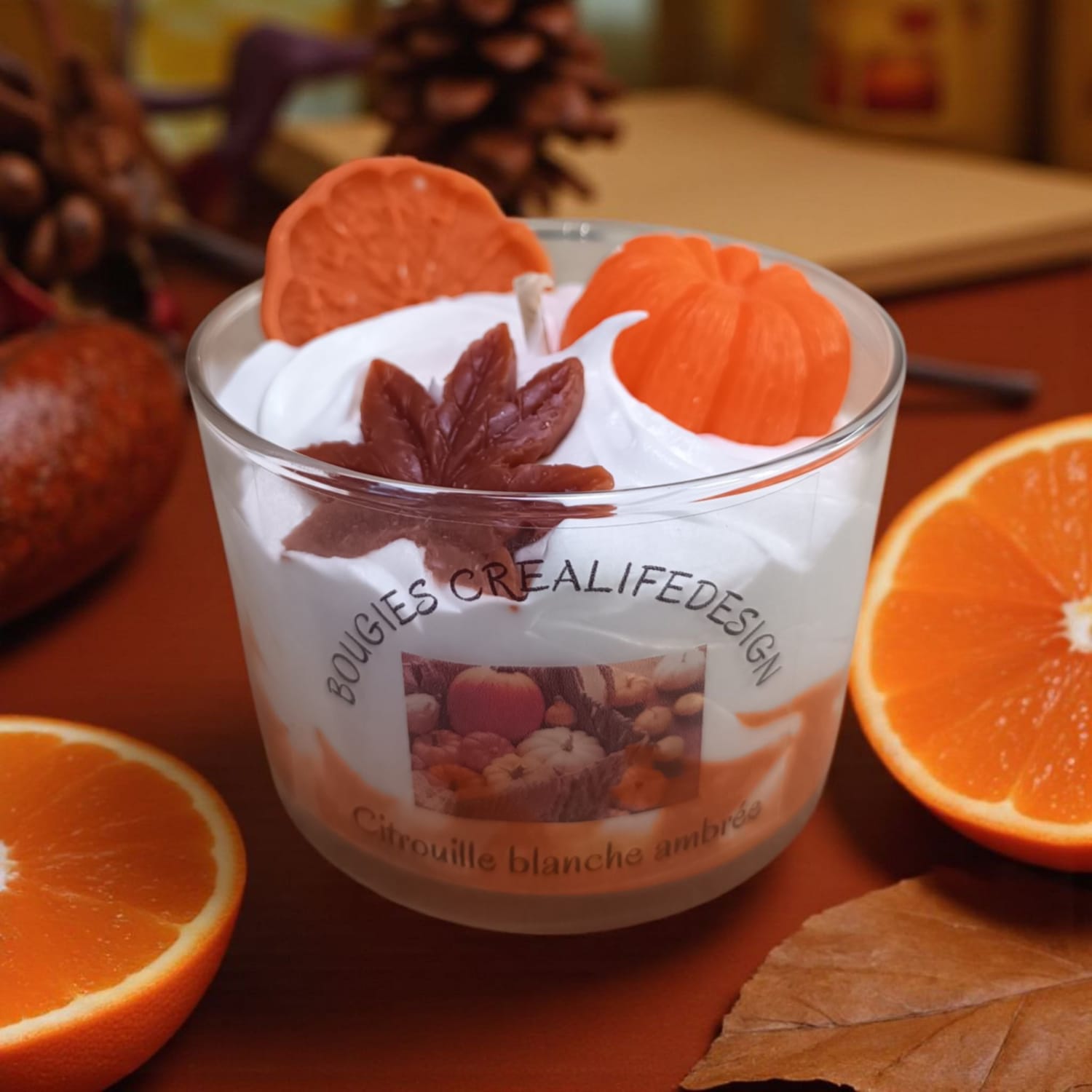 PROMO Bougie chantilly parfum citrouille blanche ambré