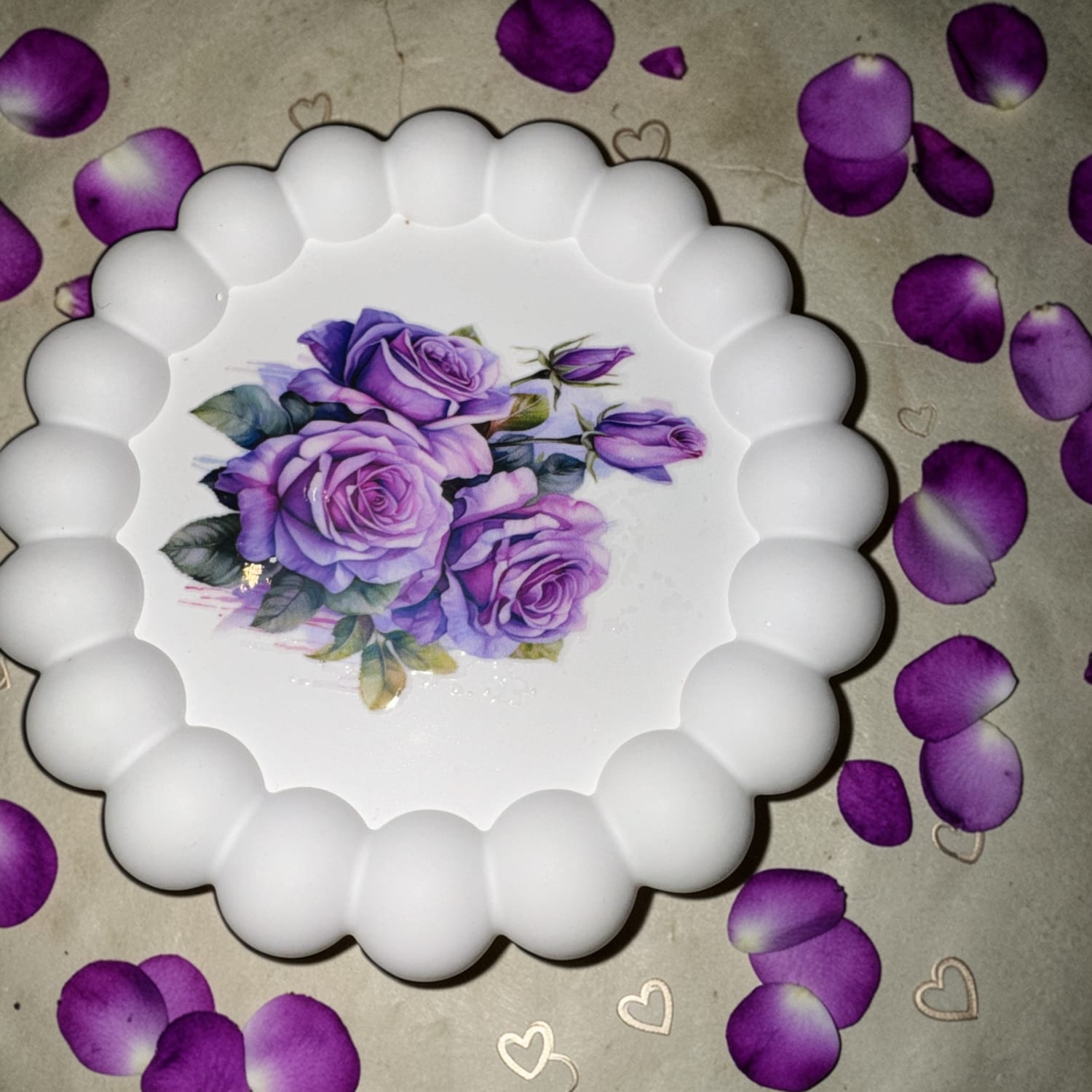 Plateau bubble rond avec stickers fleurs 